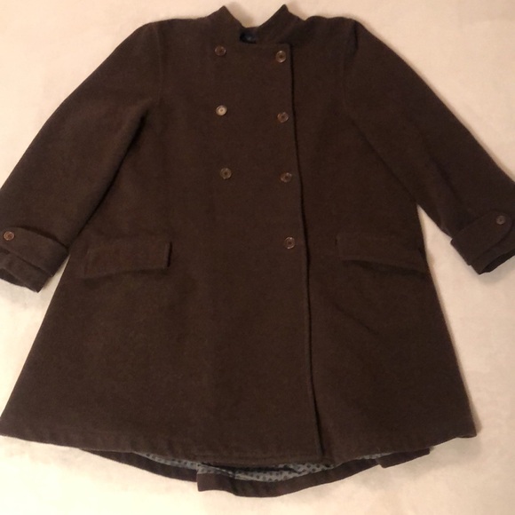 Les Copains double-breasted trapeze coat w mandarin collar in brown wool blend - Picture 7 of 16